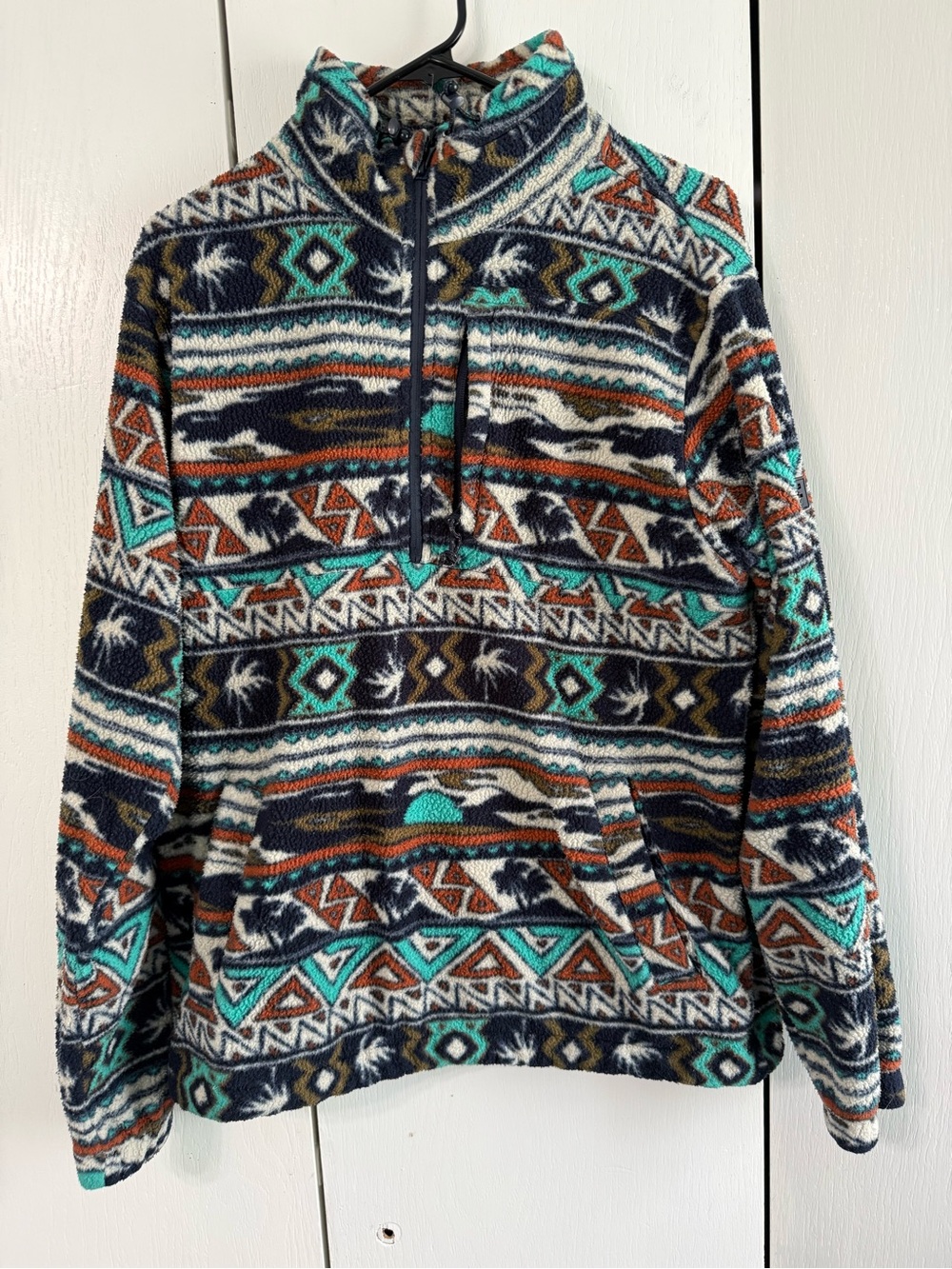 Billabong Men's Zip-Up Fleece Pullover - Teal, Navy, Brown, White